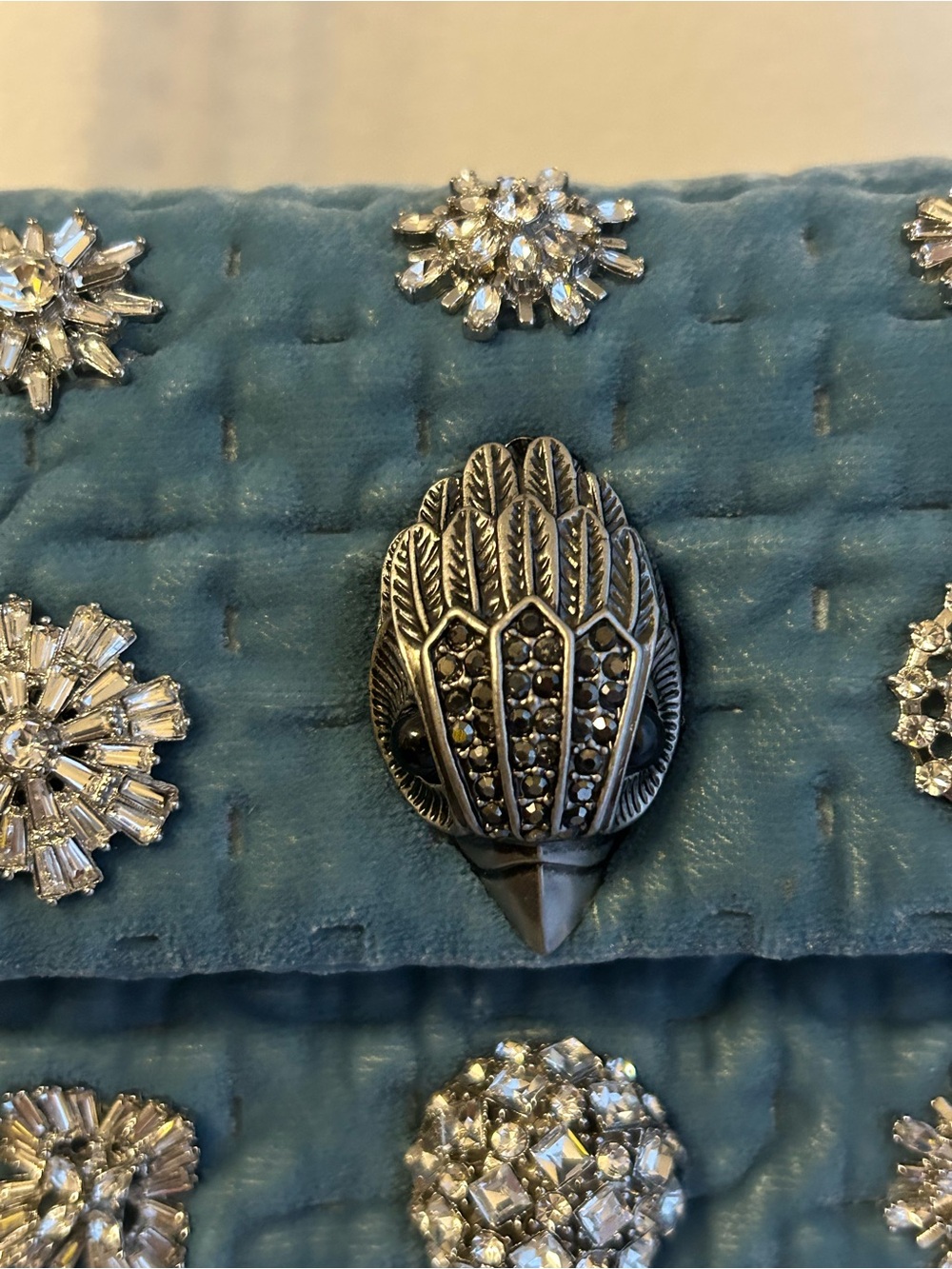 Kurt Geiger Blue Quilted Shoulder Bag with Crystal Embellishments - Picture 5 of 16
